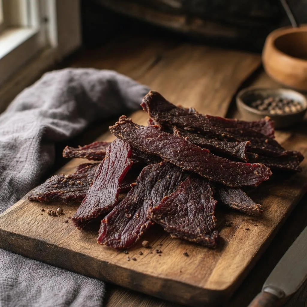 Close-up of Ember & Oak Jerky slices